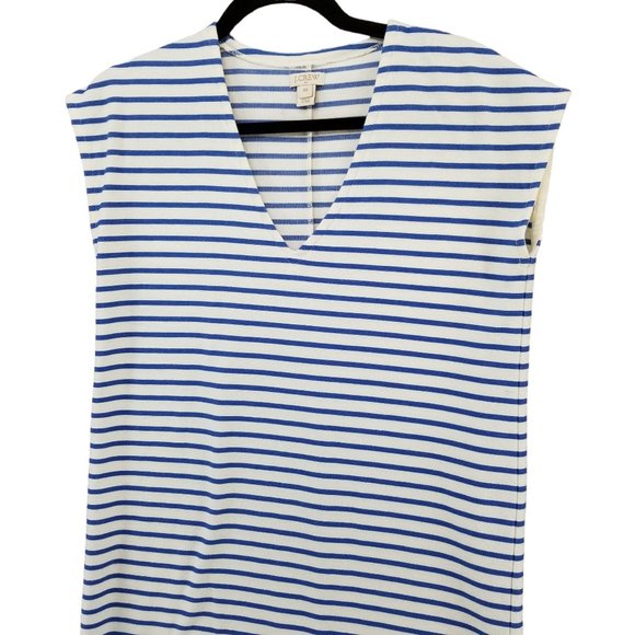 J.CREW Striped Mini Dress Blue White V Neck Cap Sleeve Nautical Pullover Sz XXS - Picture 8 of 10